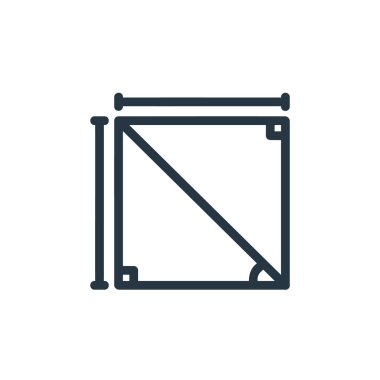 kare vektör simgesi. Düzenlenebilir kare vuruş. Web ve mobil uygulamalarda, logoda ve yazılı medyada kullanmak için doğrusal kare sembolü. İnce çizgili çizim. Vektör izole çizimi.