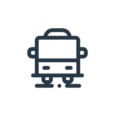 Otobüs vektör simgesi. Kurgulanabilir felç. Web ve mobil uygulamalarda, logoda, yazdırma ortamında kullanmak için bus lineer sembolü. İnce çizgili çizim. Vektör izole çizimi.