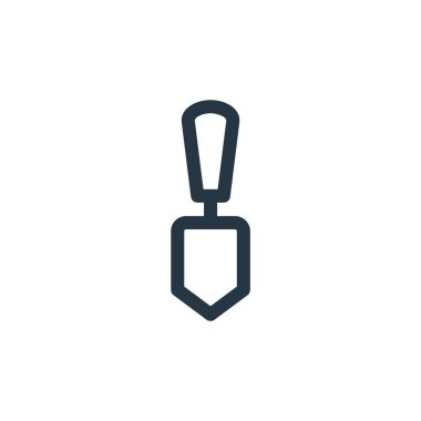 Kürek vektör simgesi. Yenebilir kürek darbesi. Web ve mobil uygulamalarda, logoda ve yazılı medyada kullanılacak doğrusal simgeyi kürekle. İnce çizgili çizim. Vektör izole çizimi.