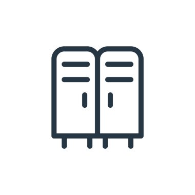 Dolaplar vektör simgesi. Dolaplar düzenlenebilir felç. Web ve mobil uygulamalarda kullanım için dolap doğrusal sembolü, logo, yazdırma medyası. İnce çizgili çizim. Vektör izole çizimi.