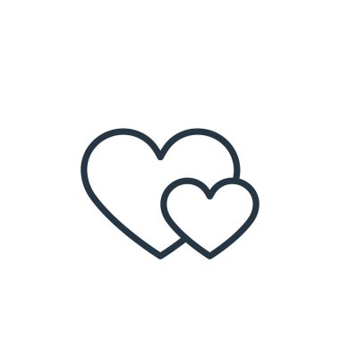 Kalp vektör simgesi. Kalp çarpıntısı. Web ve mobil uygulamalarda, logoda ve yazılı medyada kullanılacak kalp doğrusal sembolü. İnce çizgili çizim. Vektör izole çizimi.