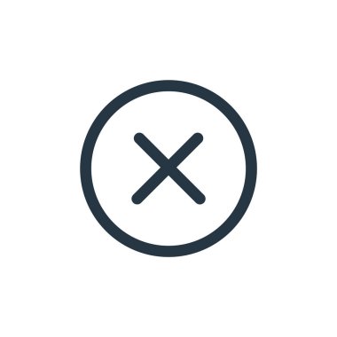 Yanlış vektör simgesi. Yanlış düzenlenebilir felç. Web ve mobil uygulamalarda kullanmak için yanlış doğrusal sembol, logo, yazdırma ortamı. İnce çizgili çizim. Vektör izole çizimi.