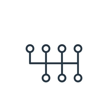 Vites vektör simgesi. Vites değiştirilebilir vuruş. Web ve mobil uygulamalarda, logoda ve yazılı medyada kullanmak için vites doğrusal sembolü. İnce çizgili çizim. Vektör izole çizimi.