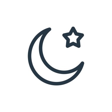 İslam vektör simgesi. İslami düzenlenebilir felç. İslam lineer sembolü web ve mobil uygulamalarda, logoda, yazdırma ortamında kullanılır. İnce çizgili çizim. Vektör izole çizimi.