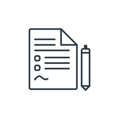 sözleşme vektör simgesi. Kontratlanabilir felç. İnternet ve mobil uygulamalarda, logoda ve yazılı medyada kullanım için sözleşmeli doğrusal sembol. İnce çizgili çizim. Vektör izole çizimi.