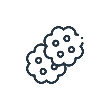 Kurabiye vektör simgesi. Kurabiyeler düzenlenebilir. Web ve mobil uygulamalarda kullanmak için çerezler doğrusal sembolü, logo, yazdırma medyası. İnce çizgili çizim. Vektör izole çizimi.