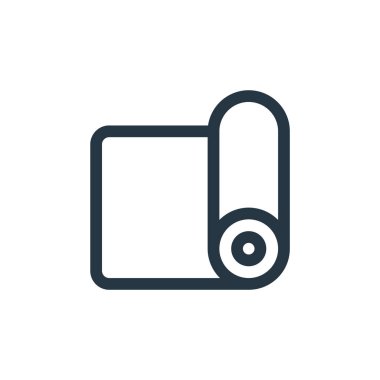 Yoga mat vektör simgesi. Yoga paspas inmesi. Yoga mat lineer sembolü web ve mobil uygulamalar, logo, yazdırma medyası için. İnce çizgili çizim. Vektör izole çizimi.