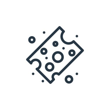 Peynir vektör simgesi parçası. Düzenlenebilir peynir darbesi. İnternet ve mobil uygulamalarda, logoda ve yazılı medyada kullanılmak üzere peynir doğrusal sembolü. İnce çizgili çizim. Vektör izole çizimi.