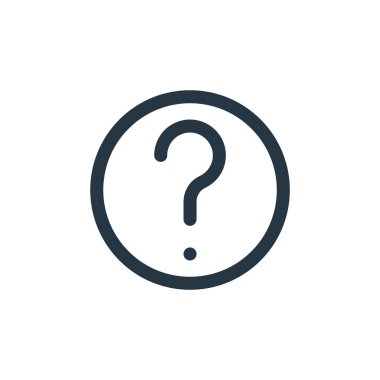 Soru vektör simgesi. Sorgulanabilir felç. Web ve mobil uygulamalarda kullanmak için doğrusal soru işareti, logo, yazdırma ortamı. İnce çizgili çizim. Vektör izole çizimi.