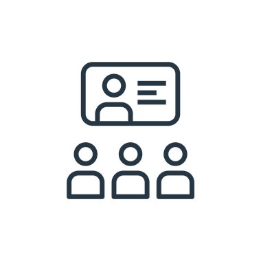 vektör ikonu öğretiyorum. Kurgulanabilir felç öğretiyor. Web ve mobil uygulamalarda kullanım için doğrusal sembol öğretmek, logo, yazdırma medyası. İnce çizgili çizim. Vektör izole çizimi.