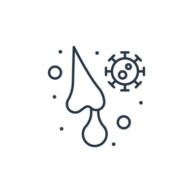 Akan burun vektör simgesi. Burun akışı düzeltilebilir. Web ve mobil uygulamalarda, logoda ve yazılı medyada kullanılacak burun akışı sembolü. İnce çizgili çizim. Vektör izole çizimi.