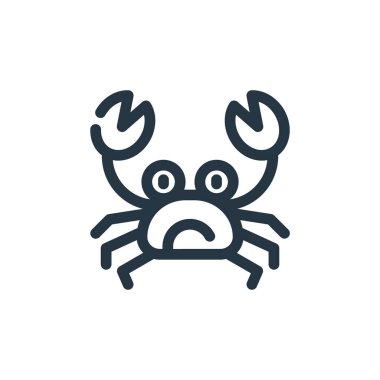 Yengeç vektör simgesi. Yengeç inmesi. yengeç lineer sembolü web ve mobil uygulamalarda, logoda, yazdırma ortamında kullanılır. İnce çizgili çizim. Vektör izole çizimi.