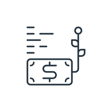 kar vektörü simgesi. Kârlı bir vuruş. Web ve mobil uygulamalarda, logoda ve yazılı medyada kullanım için kâr doğrusal sembolü. İnce çizgili çizim. Vektör izole çizimi.