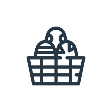 Paskalya yumurtası ikonu. Paskalya yumurtası gibi. İnternet ve mobil uygulamalarda, logoda ve yazılı medyada kullanılacak paskalya yumurtası doğrusal sembolü. İnce çizgili çizim. Vektör izole çizimi.