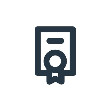 Sertifika vektör simgesi. Sertifikalı felç. Web ve mobil uygulamalarda kullanmak için sertifika doğrusal sembolü, logo, yazdırma ortamı. İnce çizgili çizim. Vektör izole çizimi.