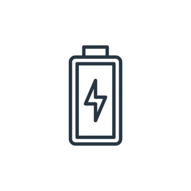 pil vektör simgesi. Pil yenilebilir felç. Ağ ve mobil uygulamalarda kullanmak için pil doğrusal sembolü, logo, yazdırma medyası. İnce çizgili çizim. Vektör izole çizimi.