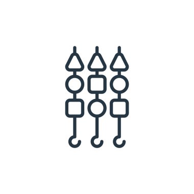 Barbekü vektör ikonu. Barbeküye dönüştürülebilir felç. Web ve mobil uygulamalarda kullanmak için barbekü doğrusal sembolü, logo, yazdırma medyası. İnce çizgili çizim. Vektör izole çizimi.