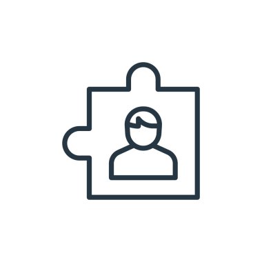 Bulmaca vektör simgesi. Düzenlenebilir felç. Web ve mobil uygulamalarda kullanmak için bulmaca doğrusal sembolü, logo, yazdırma medyası. İnce çizgili çizim. Vektör izole çizimi.