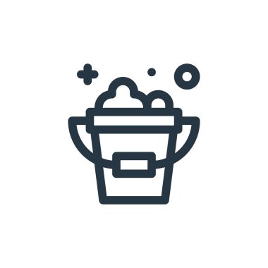 Kova vektör simgesi. Kurgulanabilir kova vuruşu. İnternet ve mobil uygulamalarda kullanım için kova doğrusal sembol, logo, yazdırma medyası. İnce çizgili çizim. Vektör izole çizimi.