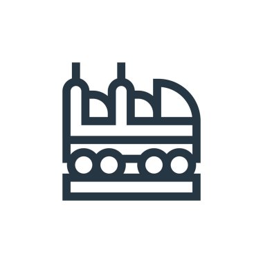 tren vektör simgesi. trenle inme. İnternet ve mobil uygulamalarda, logoda ve yazılı medyada kullanılacak doğrusal tren sembolü. İnce çizgili çizim. Vektör izole çizimi.