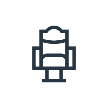 Koltuk vektör simgesi. Koltuk darbesi. Web ve mobil uygulamalarda, logoda ve yazılı medyada kullanmak için koltuk lineer sembolü. İnce çizgili çizim. Vektör izole çizimi.