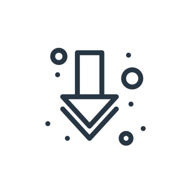 aşağı ok vektör simgesi. Okun aşağı doğru, değiştirilebilir vuruş. Web ve mobil uygulamalarda kullanmak için ok doğrusal simgesini indir, logo, yazdırma ortamı. İnce çizgili çizim. Vektör izole çizimi.