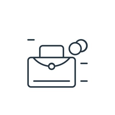 Çanta vektör simgesi. Çanta değiştirilebilir felç. çanta lineer sembolü web ve mobil uygulamalar, logo, yazdırma medyası. İnce çizgili çizim. Vektör izole çizimi.