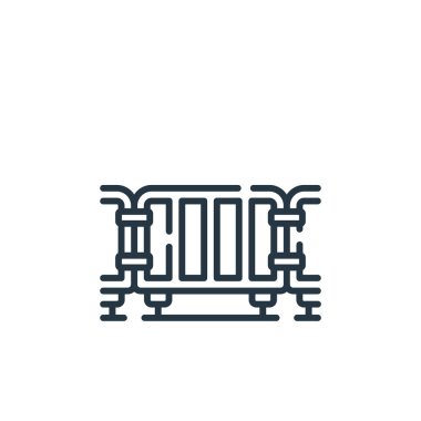 Çit vektör simgesi. Çit kurgulanabilir felç. Web ve mobil uygulamalarda, logoda, yazdırma ortamında kullanılacak doğrusal çit sembolü. İnce çizgili çizim. Vektör izole çizimi.