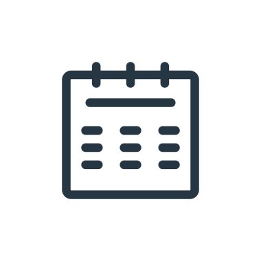 Takvim vektör simgesi. Düzenlenebilir felç. Web ve mobil uygulamalarda kullanmak için takvim doğrusal sembolü, logo, yazdırma ortamı. İnce çizgili çizim. Vektör izole çizimi.