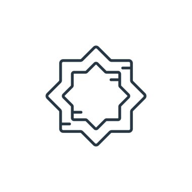 El hizb vektör simgesini ovala. El hizb düzenlenebilir vuruşu yap. Web ve mobil uygulamalarda kullanmak için el hizb lineer sembolünü ovala, logo, yazdırma medyası. İnce çizgili çizim. Vektör izole çizimi.