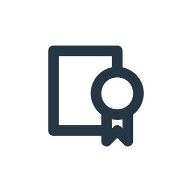 Sertifika vektör simgesi. Sertifikalı felç. Web ve mobil uygulamalarda kullanmak için sertifika doğrusal sembolü, logo, yazdırma ortamı. İnce çizgili çizim. Vektör izole çizimi.