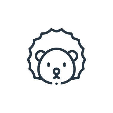 Kirpi vektör simgesi. Kirpi yenilebilir felç. İnternet ve mobil uygulamalarda, logoda ve yazılı medyada kullanmak için kirpi doğrusal sembolü. İnce çizgili çizim. Vektör izole çizimi.