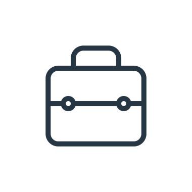 Evrak çantası vektör simgesi. Çanta düzenlenebilir felç. Web ve mobil uygulamalarda, logoda ve yazılı medyada kullanılmak üzere evrak çantası doğrusal sembolü. İnce çizgili çizim. Vektör izole çizimi.