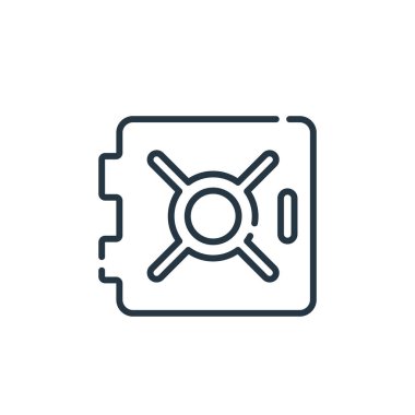 Kasa vektör simgesi. Kasa açılabilir felç. Web ve mobil uygulamalarda, logoda ve yazılı medyada kullanılmak üzere doğrusal atlama sembolü. İnce çizgili çizim. Vektör izole çizimi.