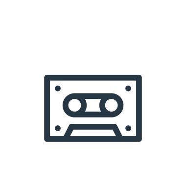 kaset bant vektör simgesi. bant kaydı düzenlenebilir vuruş. İnternet ve mobil uygulamalarda, logoda ve yazılı medyada kullanılacak doğrusal kaset sembolü. İnce çizgili çizim. Vektör izole çizimi.