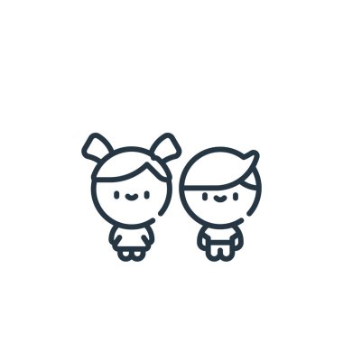 Çocuk vektör simgesi. Çocuklar için düzenlenebilir felç. Çocuklar için internet ve mobil uygulamalarda, logoda, yazılı medyada kullanım için doğrusal sembol. İnce çizgili çizim. Vektör izole çizimi.