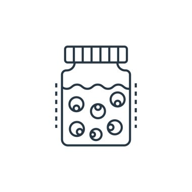 Göz kavanozu vektör simgesi. Göz kapağı açılabilir felç. Web ve mobil uygulamalarda kullanmak için göz kavanozu lineer sembolü, logo, yazdırma medyası. İnce çizgili çizim. Vektör izole çizimi.