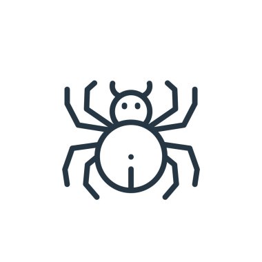 Örümcek vektör simgesi. Örümcek inme inmesi. Örümcek lineer sembolü web ve mobil uygulamalarda, logoda, yazdırma ortamında kullanılır. İnce çizgili çizim. Vektör izole çizimi.