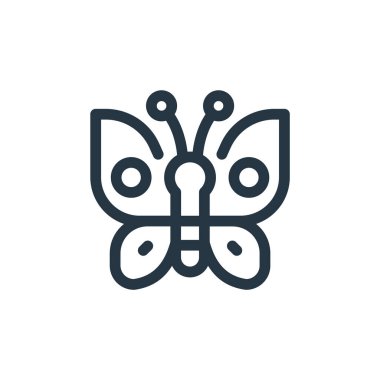 Kelebek vektör simgesi. Kelebek inmesi. Web ve mobil uygulamalarda kullanmak için kelebek doğrusal sembolü, logo, yazdırma medyası. İnce çizgili çizim. Vektör izole çizimi.