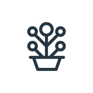 bitki saksı vektör simgesi. Kurgulanabilir bitki felci. Web ve mobil uygulamalarda kullanmak için ot doğrusal sembolü yerleştir, logo, yazdırma ortamı. İnce çizgili çizim. Vektör izole çizimi.