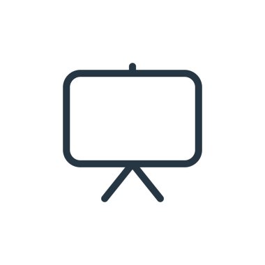 Tahta vektör simgesi. Kurgulanabilir karatahta felç. Web ve mobil uygulamalarda kullanmak için karatahta lineer sembol, logo, yazdırma medyası. İnce çizgili çizim. Vektör izole çizimi.