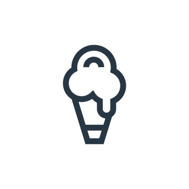 dondurma vektör simgesi. Dondurma dilimi. Web ve mobil uygulamalarda, logoda ve yazılı medyada kullanılmak üzere dondurma doğrusal sembolü. İnce çizgili çizim. Vektör izole çizimi.