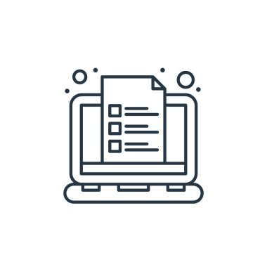 Online eğitim vektör simgesi. Çevrimiçi eğitim kanaması. İnternet ve mobil uygulamalarda kullanım için çevrimiçi eğitim lineer sembolü, logo, yazdırma medyası. İnce çizgili çizim. Vektör izole çizimi.