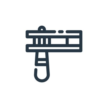 müzik enstrümanı vektör simgesi. Düzenlenebilir müzik aleti vuruşu. Web ve mobil uygulamalarda, logoda ve yazılı medyada kullanılmak üzere müzik aleti doğrusal sembolü. İnce çizgili çizim. Vektör izole çizimi.