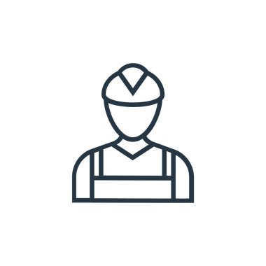 Madenci vektör simgesi. Madenci felci. Web ve mobil uygulamalarda kullanmak için madenci doğrusal sembolü, logo, yazdırma medyası. İnce çizgili çizim. Vektör izole çizimi.