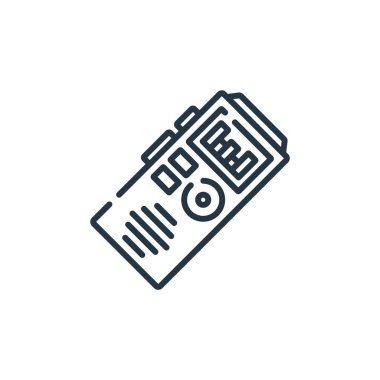 diktafon vektör simgesi. diktafon değiştirilebilir vuruş. İnternet ve mobil uygulamalarda kullanmak için diktafon doğrusal sembolü, logo, yazdırma medyası. İnce çizgili çizim. Vektör izole çizimi.