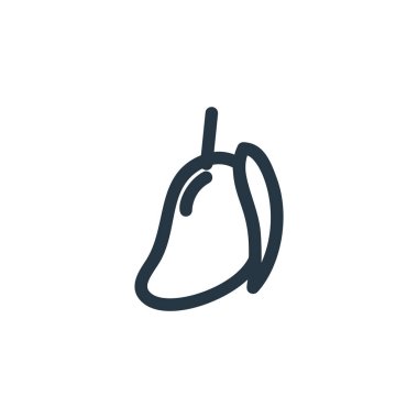 mango vektör simgesi. Mango inme inmesi. mango lineer sembolü web ve mobil uygulamalar, logo, yazdırma medyası için. İnce çizgili çizim. Vektör izole çizimi.