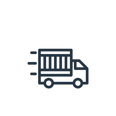 Kamyon vektör simgesi. kamyon inme inmesi. kamyon lineer sembolü web ve mobil uygulamalar, logo, yazdırma medyası için. İnce çizgili çizim. Vektör izole çizimi.