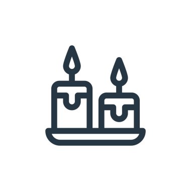 Mumlar vektör simgesi. Mumlar düzenlenebilir felç. İnternet ve mobil uygulamalarda, logoda ve yazılı medyada kullanılacak doğrusal mum sembolü. İnce çizgili çizim. Vektör izole çizimi.