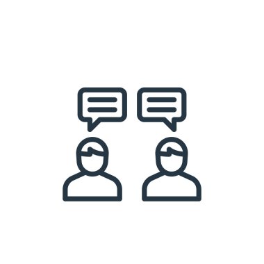 sorgulama vektörü simgesi. Röportaj edilebilir felç. Web ve mobil uygulamalarda kullanmak için doğrusal simge ile röportaj yapmak, logo, yazdırma medyası. İnce çizgili çizim. Vektör izole çizimi.